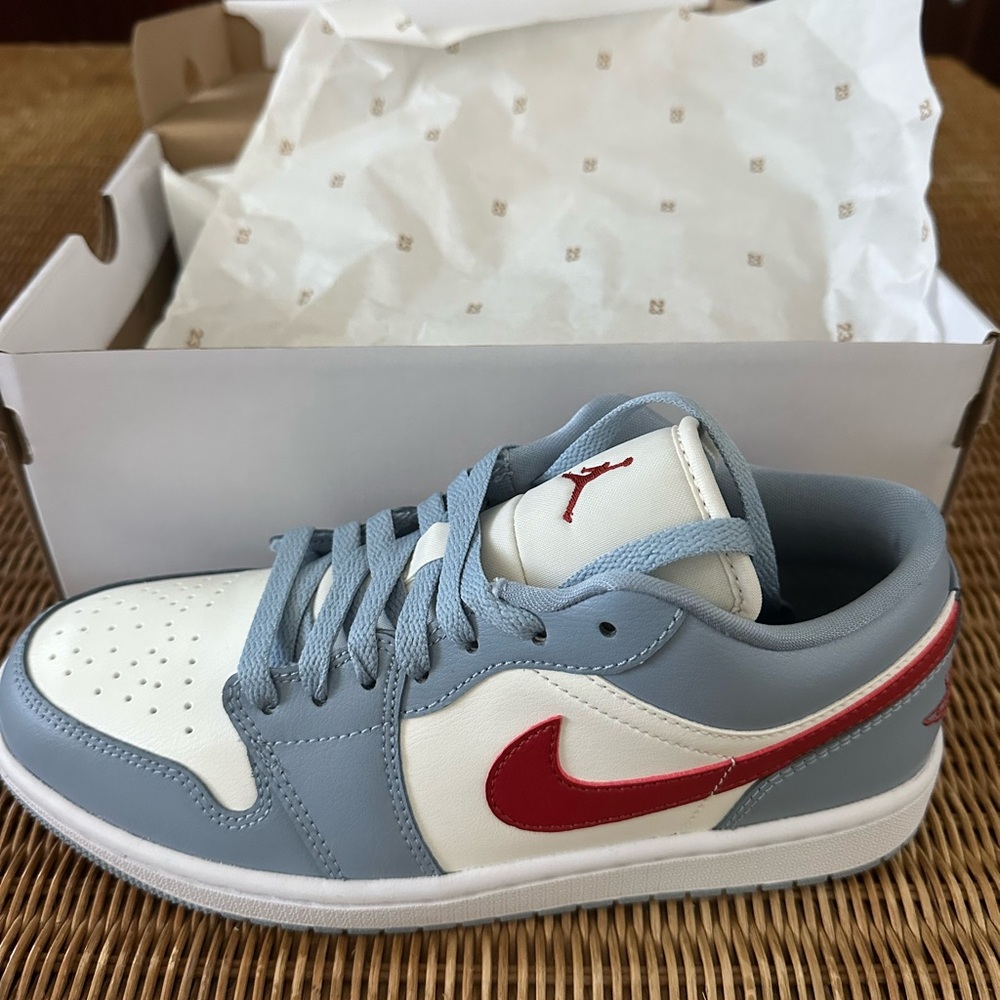 Jordan WMNS Air Jordan 1 Low - Sail, Dune Red, Blue, Grey, White